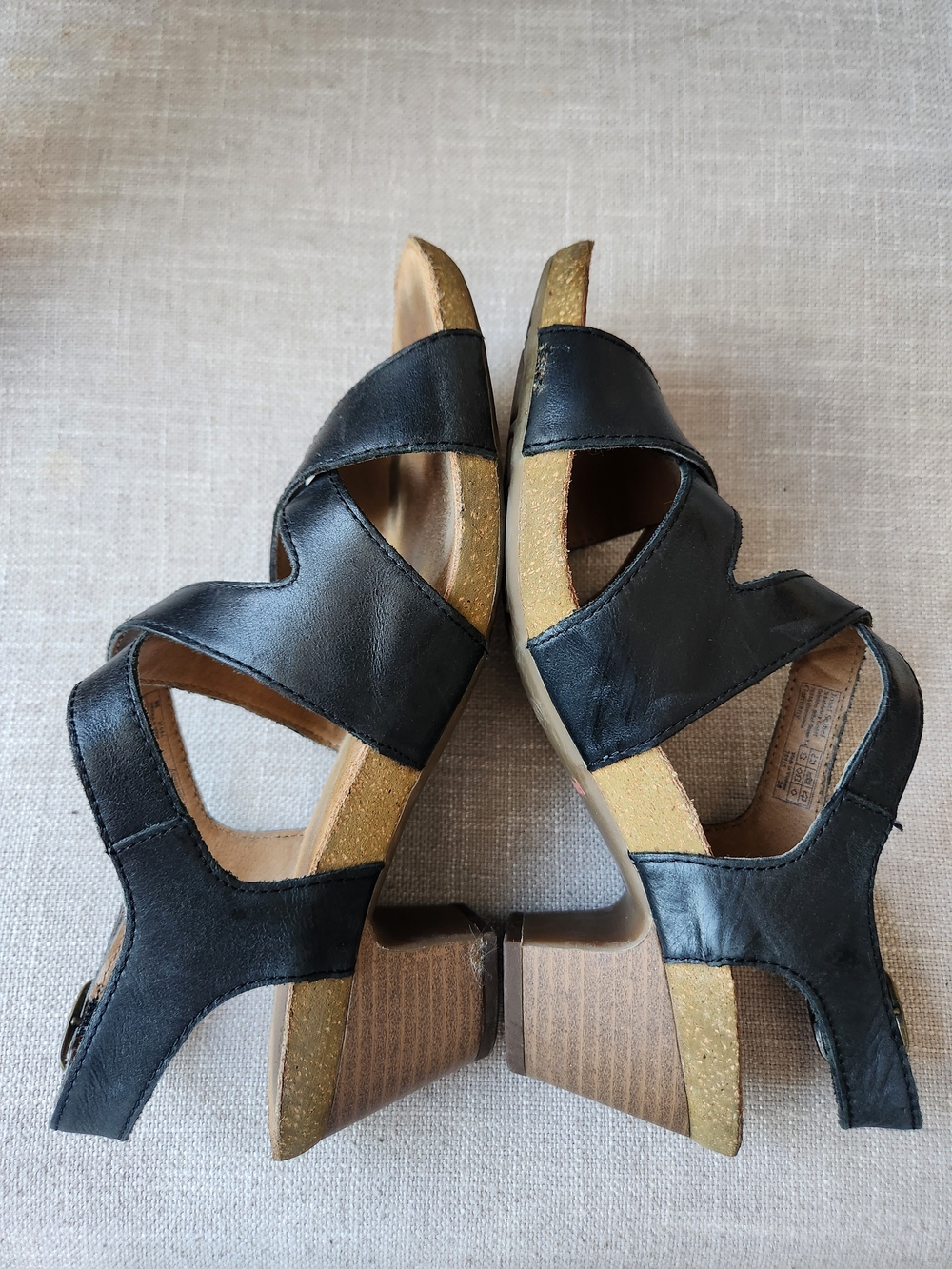 Black Leather Strappy Low Heel Sandals Joseph Seibel 7.5 - Picture 7 of 9